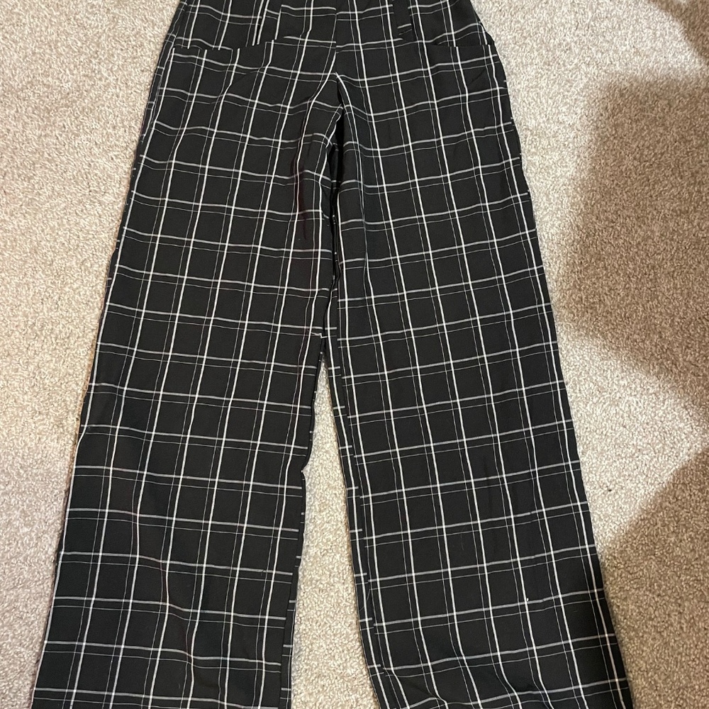 Unique Vintage 1940s Sailor Black & White Windowpane Pants XS 2 *HEMMED* - Picture 8 of 9